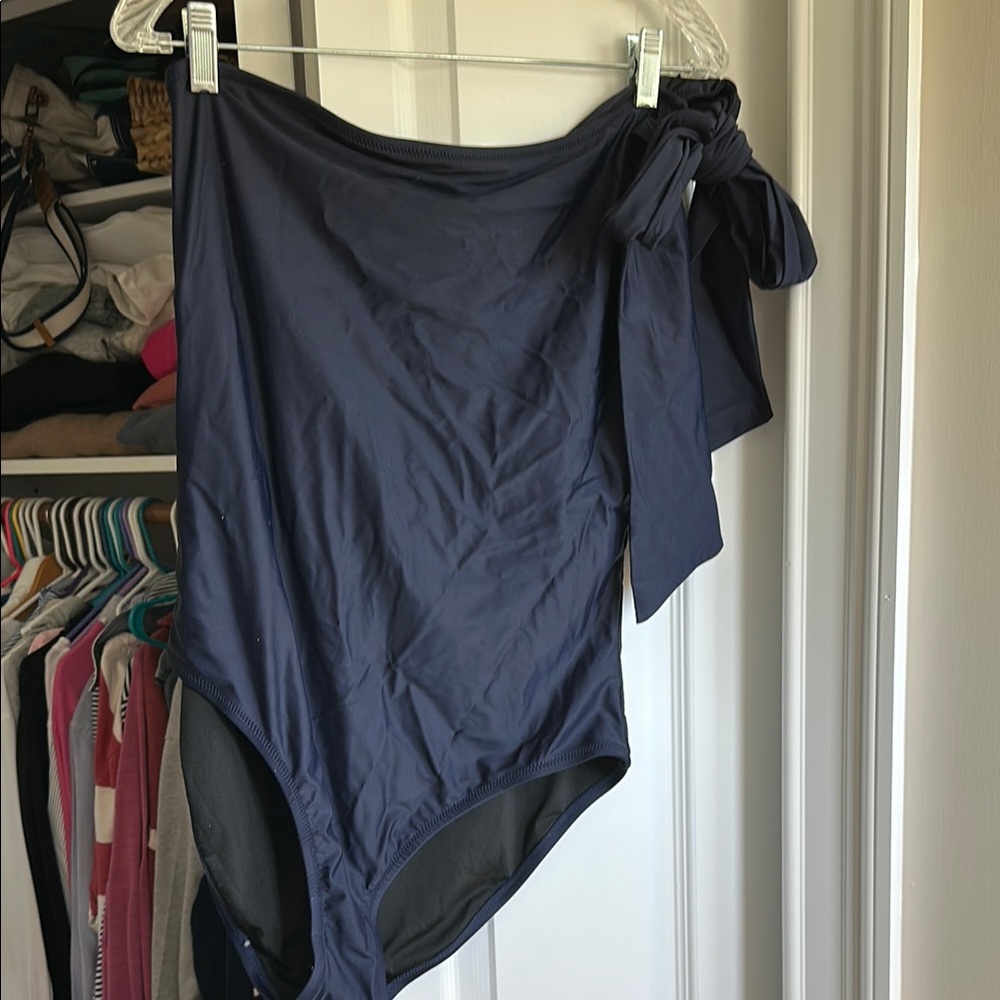 Navy One-Shoulder JCrew swimsuit. New without tags.